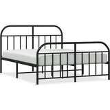 Maison Chic Kovinski Posteljni Okvir - Dvoposteljna postelja z vzglavjem in vznožjem črn 150x200 cm, (22080224) | Shoptok.si
