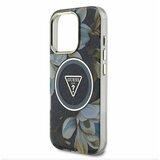 Guess IML Glitter Magnolia and Triangle Logo MagSafe Zadní Kryt pro iPhone 16 Pro Max Black Ovitek za telefon Vijolična | Shoptok.si