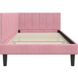 vidaXL Kutni okvir kreveta s uzglavljem Ružičasta 100 x 200 cm Baršun | shoptok.hr