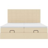  Otomanski okvir kreveta s madracima krem 180x200cm od tkanine | shoptok.hr