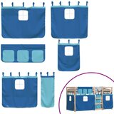  Krevet na kat sa zavjesama plavi 80x200 cm od masivne borovine | shoptok.hr