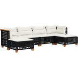 Maison Chic Seti vrtnega pohištva - Vrtna garnitura - Vrtni pohištvo set 6-delna z blazinami črna poli ratan, (21804136) | Shoptok.si