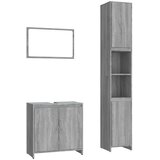  3-dijelni set kupaonskog namještaja siva boja hrasta drveni | shoptok.hr