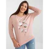 Fashion Hunters Light pink plus size blouse with 3/4 sleeves Cene
