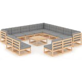  Sedežna garnitura 14-delna z blazinami trdna borovina | Shoptok.si