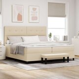  Postelja z box springom z vzmetnico in klopjo kremne barve 200x200 cm tkanina, (22081065) | Shoptok.si
