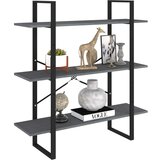vidaXL knjižna omara 3-nadstropna siva 100x30x105 cm trdna borovina | Shoptok.si