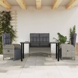  4-dijelna vrtna garnitura od poliratana s jastucima siva Dužina stola 160 cm | Shoptok.si