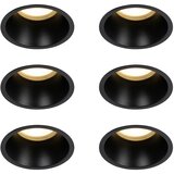QAZQA Set van 6 inbouwspots zwart GU10 70mm IP44 - Dept Cene