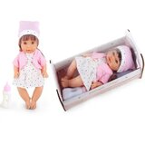 Magic Toys Lulajoča lutka v zvezdasti obleki, z zvokom in posteljico 30cm | Shoptok.si