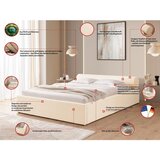 Ropez Krem tapecirani bračni krevet s prostorom za odlaganje s podnicom 200x200 cm Cille – | shoptok.hr