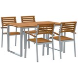  Vrtni set za objed 5 pcs Siva Čvrsto drvo akacije | shoptok.hr