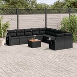  11-dijelni set vrtnih sofa od poliratana s jastucima crni Crna 62 x 62 x 69 cm | shoptok.hr