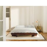 noo.ma Rjava zakonska postelja iz MDF plošč v jesenovem dekorju brez vzglavja z letvenim dnom 200x200 cm Kito – | Shoptok.si
