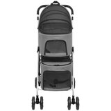  2-slojna sklopiva kolica za pse siva 83x48x97 cm tkanina oxford | shoptok.hr