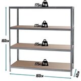 SUPERHOME 160x160x40cm 4x175kg Metalna Montažna Polica Slike