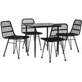  5-dijelni vrtni blagovaonski set od poliratana crni Crna Dužina stola 80 cm | Shoptok.si