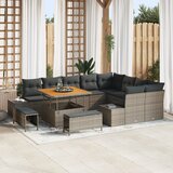 vidaXL 12-delni vrtni sofa set z blazinami siva poli ratan akacija | Shoptok.si