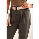 Kesi Włoski Summer Punto pants with a fastening at the ankles dark khaki | Shoptok.si
