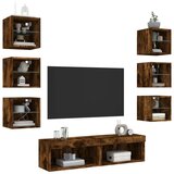  8-dijelni zidni TV elementi s LED svjetlima boja hrasta drveni | shoptok.hr