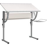  Radni stol bijelo-sivi 110x53x(58-87) konstruirano drvo i čelik | shoptok.hr