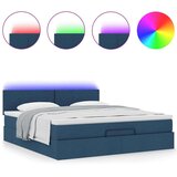 vidaXL Otomanski posteljni okvir z vzmetnico moder 180x200 cm blago, (21653553) | Shoptok.si