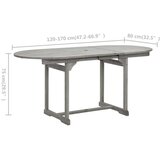 vidaXL Vrtni blagovaonski stol (120-170) x 80 x 75 cm od drva bagrema | shoptok.hr