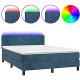 The Living Store Box spring postelja z vzmetnico LED temno modra 140x190cm žamet - Box Spring Postelja, (21488625) | Shoptok.si
