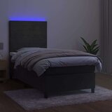  Box spring postelja z vzmetnico LED temno siva 90x190 cm žamet, (20930485) | Shoptok.si