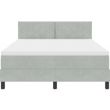 vidaXL Box Spring Krevet s Madracem & LED Svjetlom Svjetlosiva 140x200 cm Baršun | shoptok.hr
