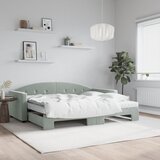 vidaXL Izvlečna dnevna postelja z vzmetnico sv. siva 90x200 cm blago Cene