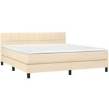 Krevet box spring s madracem LED krem 160x200 cm od tkanine | shoptok.hr