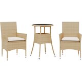  The Living Store Vrtna jedilna garnitura 3-delna z blazinami bež poli ratan - Vrtna Jedilna Garnitura, (21460737) | Shoptok.si