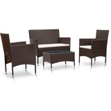 The Living Store Vrtna sedežna garnitura z blazinami 4-delna poli ratan rjava - Komplet Vrtnih Kavčev, (21422989) | Shoptok.si