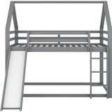 Lumor Kabinetna pogradna postelja z drsnikom in lestvijo - 140x200cm - okvir iz masivnega bora - siva, (22068380) | Shoptok.si