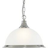 Searchlight American Diner 1 viseča svetilka s kupolo, satenasto srebrna, rebrasto steklo z vzorcem kisline, E27, (22100875) | Shoptok.si