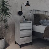 The Living Store Nočna omarica s kovinskimi nogami siva sonoma 40x35x69 cm - Nočna Omarica, (21434853) | Shoptok.si