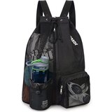 INF Mrežasti nahrbtnik z vrvico za plavanje z žepom Black, (21550227) | Shoptok.si