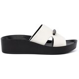 GOODIN White and black flip-flops on a low wedge Cijene