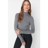 Trendyol gray crop premium yarn / special yarn basic knitwear sweater Cene