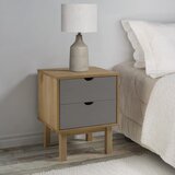 The Living Store Nočna omarica OTTA rjava in siva 45x39x57 cm trdna borovina - Nočna Omarica, (21432877) Cene