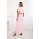 Kesi Włoski Long dress with a decorative belt candy pink | Shoptok.si