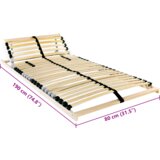 vidaXL Lamelni podstavek z vzglavjem Rjava 80 x 190 cm Les in kovina | Shoptok.si