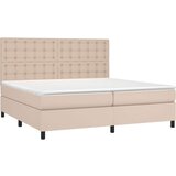  Krevet box spring madrac LED cappuccino 200x200cm umjetna koža | shoptok.hr
