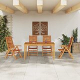  Vrtni set za objed 5 kom. Smeđa Čvrsto drvo akacije 150 x 90 x 75 cm | shoptok.hr