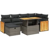 Maison Chic Seti vrtnega pohištva - Vrtna garnitura - Vrtni pohištvo set 7-delna z blazinami siv poli ratan, (21802113) | Shoptok.si