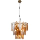 QAZQA Art Deco viseča svetilka zlata z ovalnim jantarnim steklom 14-luči - Mochan | Shoptok.si