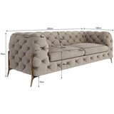 Ropez Sivo-bež baršunasti sofa 225 cm Chelsea Bis – | shoptok.hr