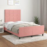 Maison Chic Posteljni okvir - Dvoposteljna postelja - Zakonska postelja z vzglavjem roza 120x200 cm žamet-J16281, (21764365) | Shoptok.si