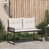  Zunanja klop z blazino 4 pcs Črna in krem bela poli ratan, (5000273012) | Shoptok.si